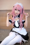 apron cosplay dress hairband kuuta maid maid_uniform original pink_hair thighhighs zettai_ryouiki rating:Safe score:3 user:nil!