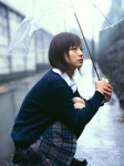 aibu_saki blouse kneesocks pleated_skirt rain school_uniform skirt sweater umbrella wanibooks_02 rating:Safe score:1 user:nil!