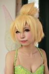 blonde_hair cleavage cosplay dress hair_bun himemiya_mahore peter_pan tinkerbell wings rating:Safe score:0 user:nil!