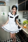 apron chen_da_rong dress dress_lift hairbow maid maid_uniform xiuren_066 rating:Safe score:0 user:nil!