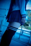 black_legwear blue_hair cosplay danganronpa haruka maizono_sayaka pleated_skirt sailor_uniform school_uniform skirt thighhighs zettai_ryouiki rating:Safe score:3 user:nil!
