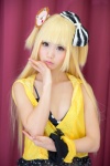 blonde_hair camisole cosplay hairbow hoodie idolmaster jougasaki_rika kurasaka_kururu side_ponytail rating:Safe score:0 user:nil!