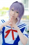 clannad cosplay fujibayashi_ryou jumper purple_hair ryuuna sailor_uniform school_uniform rating:Safe score:0 user:nil!