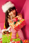 akitsu_honoka dress santa_costume stocking_cap striped thighhighs rating:Safe score:0 user:pixymisa