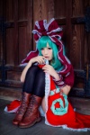 aqua_hair blouse boots cosplay hair_ribbons kagiyama_hina rumita skirt thighhighs touhou rating:Safe score:3 user:nil!