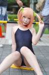 bikini collar cosplay harusaki_chiwa one-piece_swimsuit orange_hair ore_no_kanojo_to_osananajimi_ga_shuraba_sugiru sakuya see-through swimsuit twintails rating:Safe score:3 user:nil!