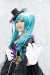 aqua_hair corset cosplay dress gloves hatsune_miku hiyoko skirt_train top_hat twintails veil vocaloid rating:Safe score:0 user:pixymisa