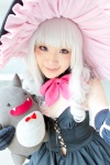 bowtie cosplay dress elbow_gloves gloves melty okoge pink_eyes plushie shining_hearts white_hair witch_hat rating:Safe score:0 user:pixymisa