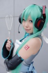 apron aqua_hair cosplay detached_sleeves hatsune_miku headset mizuhara_akio sweater_vest tagme_song tie twintails vocaloid whisk rating:Safe score:0 user:nil!