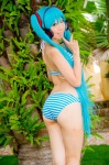 aqua_hair ass bikini cosplay hatsune_miku headset mashiro_yuki project_diva swimsuit twintails vocaloid rating:Safe score:6 user:nil!