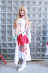 asuna_(sao) blonde_hair cosplay eirin military_uniform pleated_skirt skirt sword sword_art_online thighhighs zettai_ryouiki rating:Safe score:0 user:pixymisa