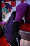 ass bodysuit boots cosplay detached_sleeves green_hair head_wings morrigan_aensland non_(ii) purple_legwear tag☆communication vampire_(game) wings rating:Safe score:6 user:nil!