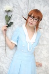cosplay dress glasses hirasawa_yui k-on! pleated_skirt red_hair skirt twin_braids yaya rating:Safe score:0 user:pixymisa
