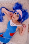 bed blue_hair bodysuit buyara cosplay hair_ribbons headband klan_klein macross macross_frontier twintails rating:Safe score:0 user:nil!