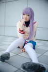 clannad cosplay fujibayashi_kyou pleated_skirt purple_hair sailor_uniform saya school_uniform skirt thighhighs zettai_ryouiki rating:Safe score:3 user:nil!