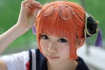 cosplay gintama glasses hair_bun kagura natsuka orange_hair sailor_uniform school_uniform rating:Safe score:0 user:nil!