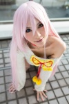 bow choker cosplay heterochromia k nanayo neko_(k) pink_hair sweater rating:Safe score:3 user:pixymisa