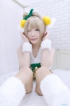 bed blonde_hair cosplay horns leggings love_live!_school_idol_project minami_kotori myumyu shorts side_ponytail tank_top rating:Safe score:0 user:nil!