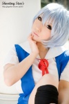 ayanami_rei blue_hair cosplay jumper kneesocks neon_genesis_evangelion sailor_uniform saku school_uniform white_end_type_zero rating:Safe score:0 user:nil!