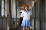 asae_ayato blouse blue_eyes cosplay higurashi_no_naku_koro_ni miniskirt orange_hair pleated_skirt ryuuguu_rena sailor_uniform school_uniform skirt tie rating:Safe score:1 user:Kryzz