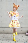 aikatsu! arisugawa_otome blouse cosplay double_bun kneesocks miniskirt orange_hair pantyhose sheer_legwear skirt usako_(ii) rating:Safe score:1 user:nil!