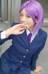 blazer blouse cosplay kajiki_yumi pleated_skirt purple_hair saki_(manga) sayu school_uniform skirt tie rating:Safe score:0 user:nil!