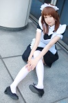 apron cosplay dress hairband kii_anzu maid maid_uniform original thighhighs zettai_ryouiki rating:Safe score:1 user:nil!