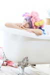 amatsuka_miyu bathroom bathtub cosplay glasses hat one-piece_swimsuit patchouli_knowledge purple_hair swimsuit touhou rating:Safe score:0 user:nil!