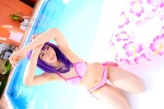 bikini cosplay fate/series fate/stay_night hair_ribbons inner_tube matou_sakura pool purple_hair sachi_budou side-tie_bikini swimsuit rating:Safe score:1 user:nil!