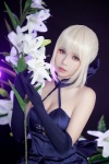 alternative_&_maid_concept blonde_hair cleavage cosplay dress elbow_gloves ely fate/grand_order fate/series gloves hairbow saber_alter rating:Safe score:1 user:nil!
