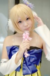 blonde_hair colorful_x_melody_(vocaloid) cosplay detached_sleeves dress headphones kagamine_rin kotori microphone project_diva vocaloid rating:Safe score:1 user:nil!