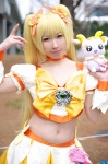 blonde_hair chippi cosplay croptop cure_sunshine heartcatch_precure! miniskirt myoudouin_itsuki pretty_cure skirt stuffed_animal twintails rating:Safe score:0 user:pixymisa