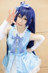 arm_warmers blue_hair bowtie cosplay dress hairbow love_live!_school_idol_project petticoat shizuki_minato sonoda_umi yellow_eyes rating:Safe score:0 user:pixymisa