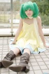 ahoge boots cosplay dress green_hair macross macross_frontier minatsuki_naru pantyhose ranka_lee scarf twintails rating:Safe score:0 user:nil!