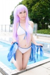 bikini cleavage cosplay crystal_crown feena_fam_earthlight kamui_arisa pool purple_hair side-tie_bikini swimsuit wet yoake_mae_yori_ruri_iro_na rating:Safe score:0 user:nil!