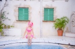 bikini_top cleavage cosplay hair_ribbons kaname_madoka mashiro_yuki miniskirt palm_tree pink_hair pool puella_magi_madoka_magica skirt swimsuit twintails wet rating:Safe score:0 user:nil!