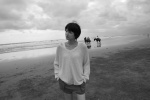 beach black_&_white kichise_michiko ocean shorts sweater tank_top rating:Safe score:1 user:nil!