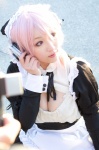 apron cleavage cosplay headphones maid maid_uniform nitro_super_sonic pink_eyes pink_hair sekimoto_sayaka super_soniko rating:Safe score:0 user:pixymisa