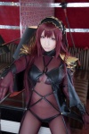 bodysuit bra cosplay fate/grand_order hairband panties purple_hair saku scathach_(fate/grand_order) shadow_queen spear rating:Safe score:1 user:nil!