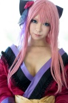 bow cleavage cosplay flower hairbow kimono megurine_luka mizuno pink_hair vocaloid rating:Safe score:1 user:pixymisa