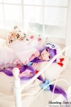 bed cosplay dress hat patchouli_knowledge purple_hair robe saku sweet_garden touhou rating:Safe score:0 user:nil!