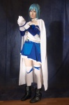 ankle_boots blue_hair cape cosplay detached_sleeves gloves keishi miki_sayaka miniskirt puella_magi_madoka_magica skirt thighhighs zettai_ryouiki rating:Safe score:0 user:pixymisa