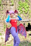 bodysuit cosplay detached_sleeves head_wings lilimania lilith_aensland pantyhose purple_hair shinogu_ura vampire_(game) wings rating:Safe score:2 user:nil!