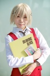 aoki blonde_hair blouse cosplay hidamari_sketch pleated_skirt school_uniform skirt vest yuno_(hidamari_sketch) rating:Safe score:0 user:pixymisa