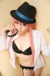 atashi_no_inu_(vocaloid) blouse cleavage cosplay dazaigaro hat megurine_luka pink_hair thighhighs vocaloid zettai_ryouiki rating:Safe score:3 user:lolzin