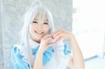 <3 ahoge apron bowtie cosplay dress haiyore!_nyaruko-san kinako_(ii) nyaruko white_hair rating:Safe score:0 user:pixymisa