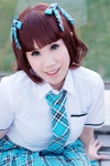 amami_haruka blouse cosplay hair_ribbons idolmaster kyouka pleated_skirt school_uniform skirt tie rating:Safe score:0 user:pixymisa
