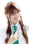 akitsu_honoka blouse cosplay glasses hairband makinami_mari_illustrious neon_genesis_evangelion rebuild_of_evangelion school_uniform tie rating:Safe score:0 user:pixymisa