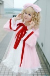 babydoll blonde_hair cosplay furukawa_hinato hairbow hinaichigo rozen_maiden skirt thighhighs rating:Safe score:0 user:nil!