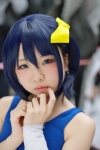 bandage blue_eyes blue_hair chuunibyou_demo_koi_ga_shitai! cosplay hairbow swimsuit takanashi_rikka yuihara_hinase rating:Safe score:1 user:pixymisa